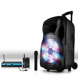 thumbnail of Enceinte sono mobile 800W 15" LED/USB/BT/SD/FM + Micros sans-fil/serre-tête PARTY15