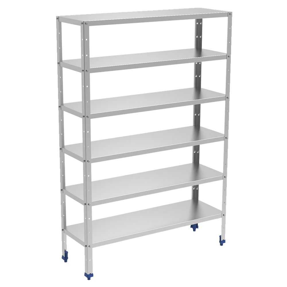 Scaffalatura metallica in acciaio inossidabile 6 livelli con ripiani liscio - 1000x400x1750 mm - 38006214 Eurast