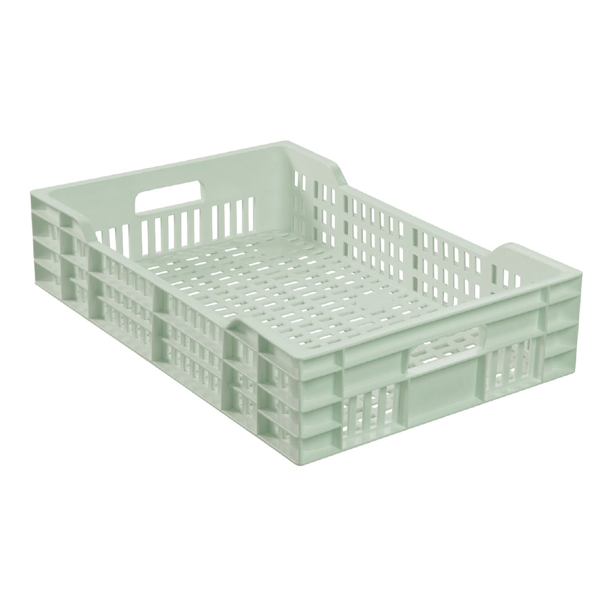 GILAC Caisse ajourée avec poignées empilable 600 X 400 25 L - vert amande - Vert amande Gilac Maison G179575