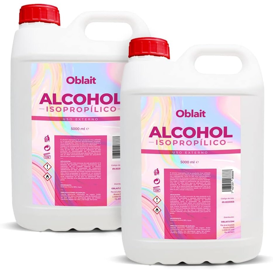 Álcool Isopropílico 85% 10L | Isopropanol | Limpeza de Componentes Electrónicos. Desinfeção e Limpeza de Superfícies