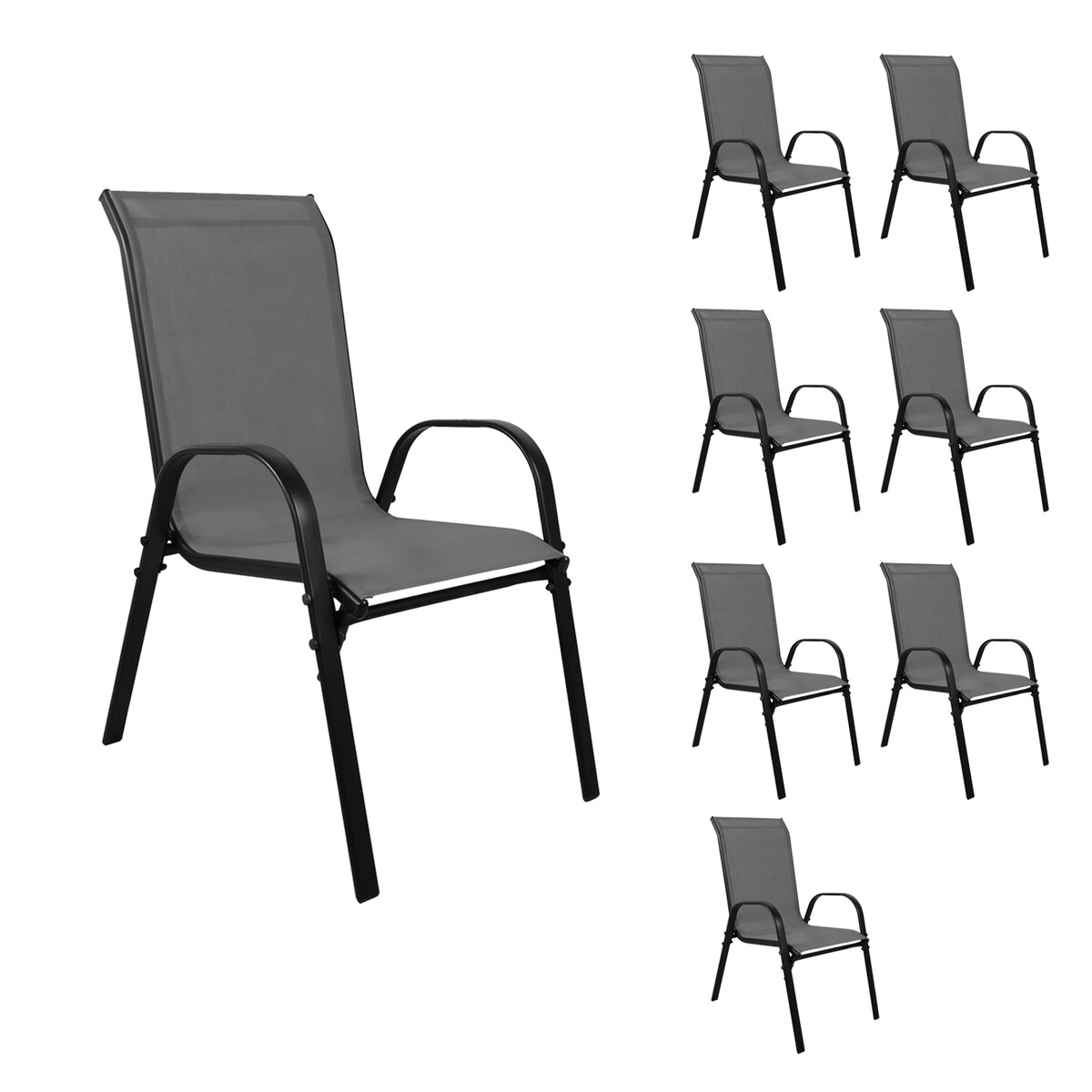 Mojawo XL Stapelstuhl Metall schwarz Textilen Farbe Anthrazit