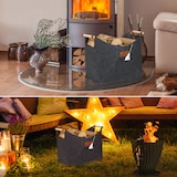 thumbnail of Relaxdays Kaminholzkorb Filz, 50L, Feuerholzkorb mit Tragegriffen, HBT: 40x51x32 cm, Filzkorb für Brennholz, innen, grau