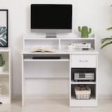 thumbnail of Scrivania Compatta Computer in Legno Bianco Ripiano Tastiera