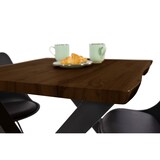 thumbnail of Esstisch Baumkante Holz-Optik Nussbaum 80 x 80 X-Gestell schwarz JOSY