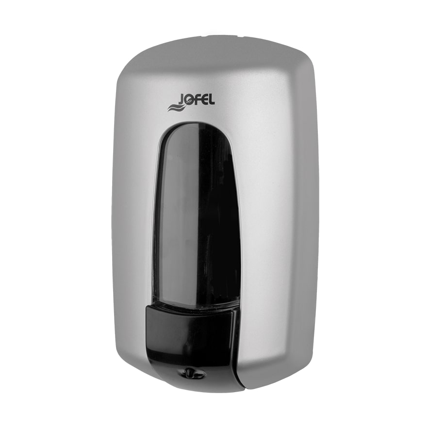 Jofel - Dosificador de Jabón Líquido para Pared, Recargable con Capacidad para 0.9L, Válvula Anticorrosión y Antigoteo, Aitana AC70300, Silver