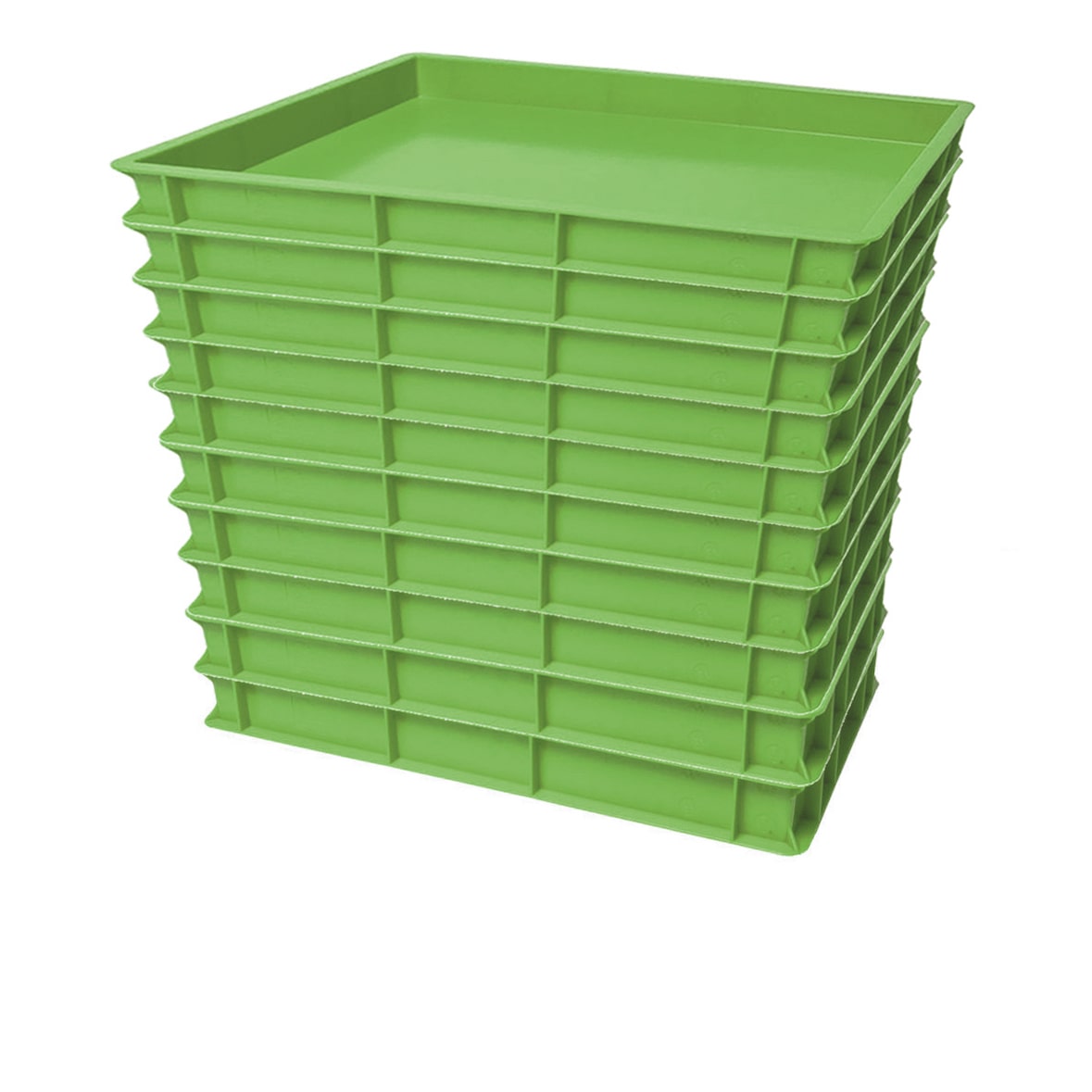 Set 10 x Pizzateigbox Teigbehälter Stapelbox Teigbox Pizzabox, grün, 600x400x100mm