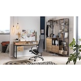 thumbnail of Möbilia Schreibtisch mit Schubladen | Platte MDF in Akazie-Optik | Metallgestell | B140 x T60 x H71 cm | natur-schwarz