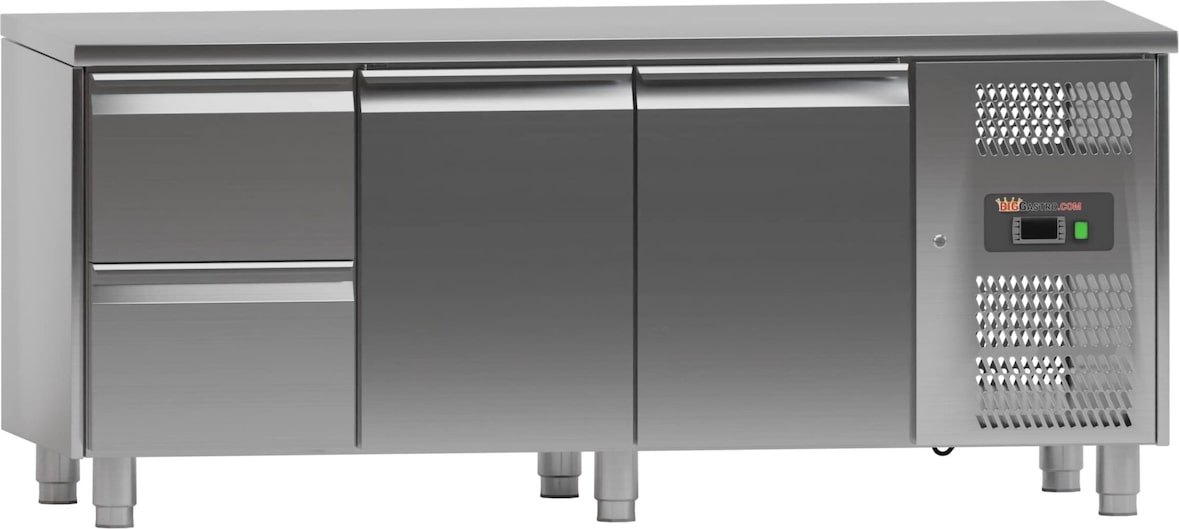 Kühltisch - 1,8 x 0,7 m - 2 Türen und 2 Schubladen - IDEAL