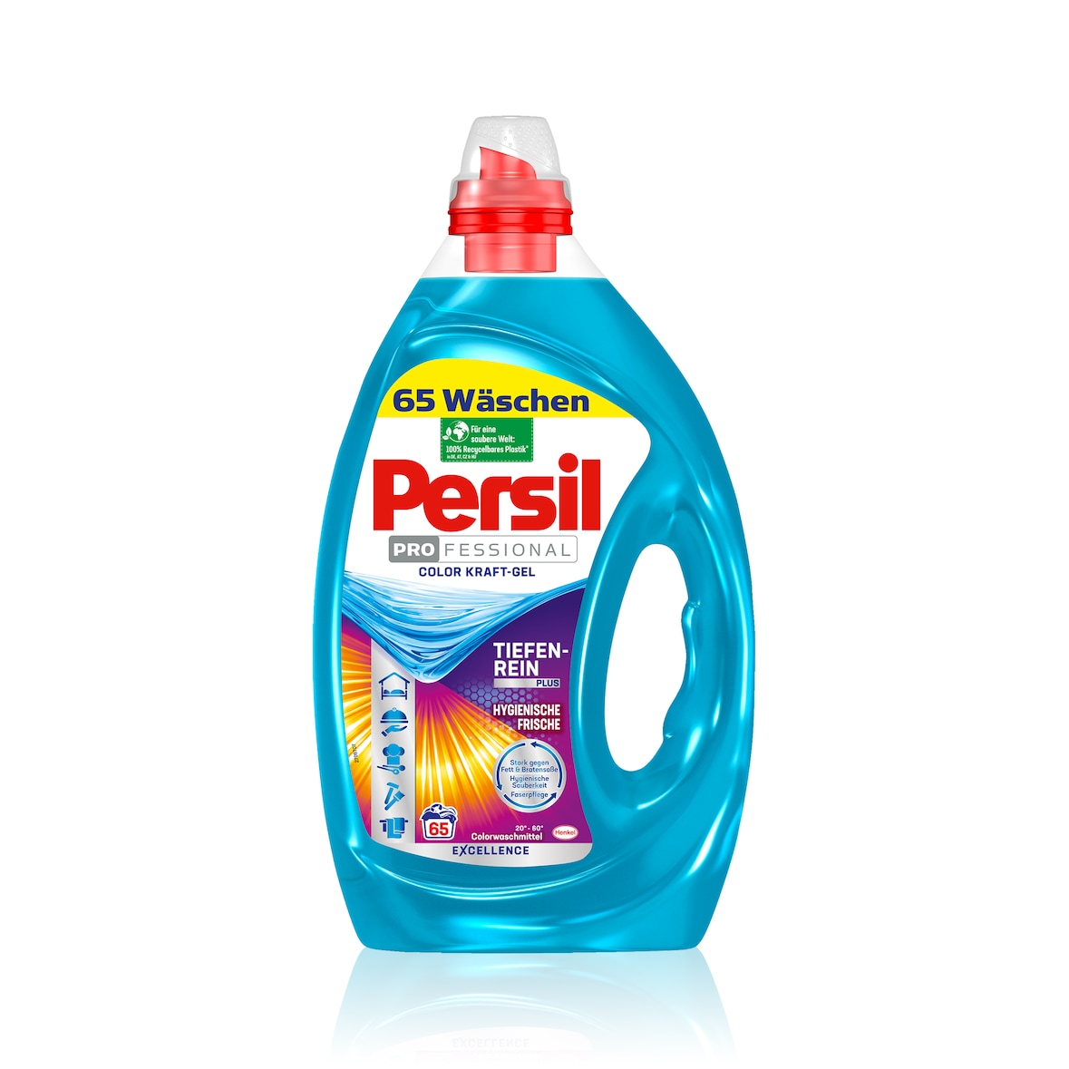 Persil Professional Color Gel, Flüssigwaschmittel mit Tiefenrein Plus-Technologie, wirksam schon bei 20 °C, 2 x 65  Waschladungen
