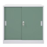 thumbnail of Aktenschrank, klein | HxBxT 90x90x45cm | mit abschließbaren Schiebetüren | Grün| Stahlschrank Büroschrank