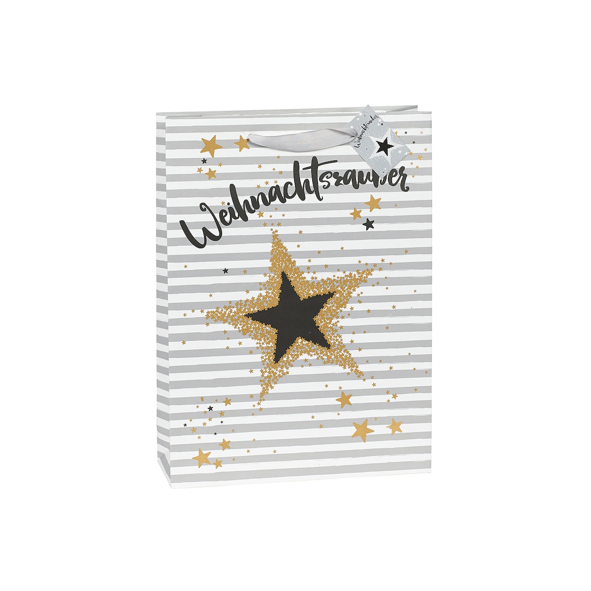 Papiertüte Weihnachtszauber 25 x 8,5 x 34,5 cm goldener Foliendruck  12 Stück