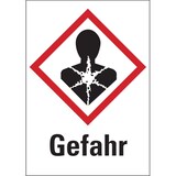 thumbnail of Aufkleber Gefahrstoffetiketten - Gesundheitsgefahr (GHS 08) & Signalwort "Gefahr" - 105 x 148 mm Folie selbstklebend