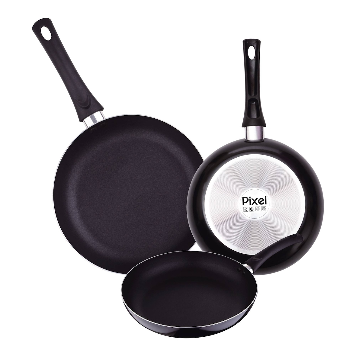 Chef sauce PIXEL - Juego de 3 Sartenes Ø20/Ø24/Ø30cm en Aluminio Prensado Antiadherente