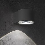 thumbnail of Lámpara de pared LED Lens IP65 para interior y exterior, aluminio fundido a presión, gris oscuro, 6W, 3000K, diseño moderno, compacto y elegante.
