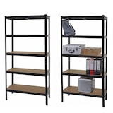 thumbnail of Set van 2 zware rekken HWC-E33, kelder rekken boutloze rekken opslag rekken, 875kg staal 5 planken ~ zwart 180x90x40cm