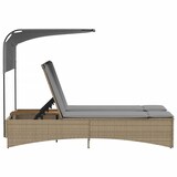 thumbnail of vidaXL Doppel-Sonnenliege mit Dach und Auflagen Beige Poly Rattan