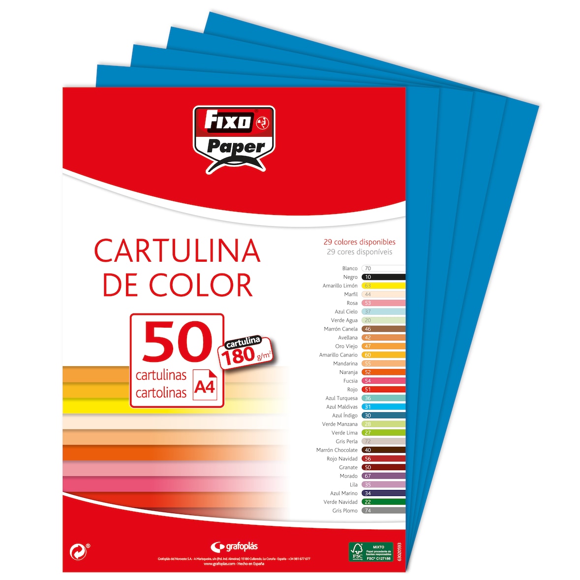 Pacote de 50 Cartolinas 180g. A4 azul índigo