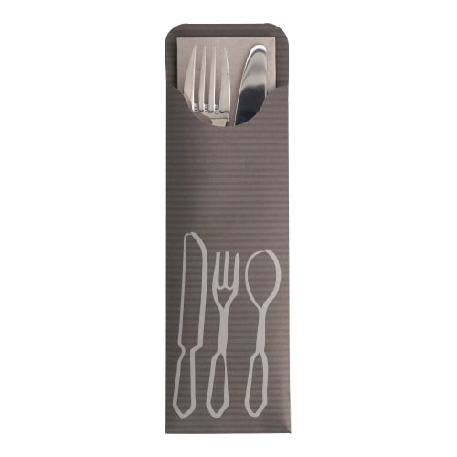 100 Bestecktaschen 23,5 cm x 7,3 cm anthrazit inkl. farbiger Serviette
