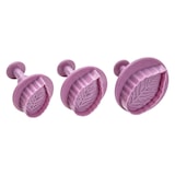 thumbnail of Set van 3 Zenker Sweet Sensation koekjesvormpjes met bladmotief en drukmechanisme.