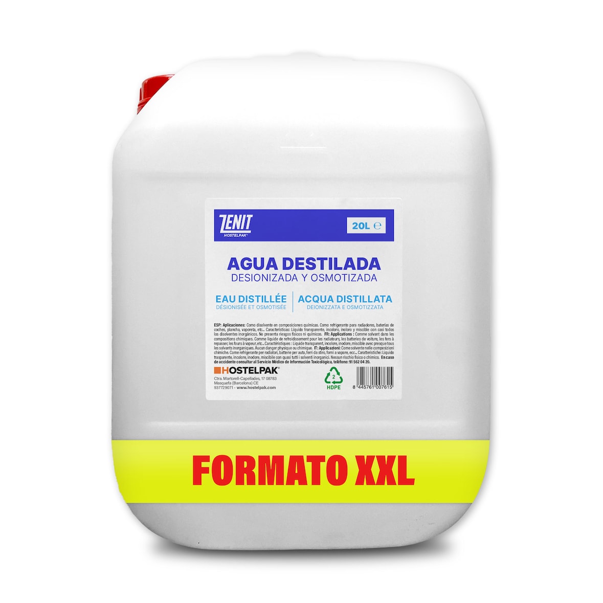 Agua destilada - 20L - Desionizada y osmotizada - Para baterias, planchas, humidificadores, para cpap, motores y mucho más