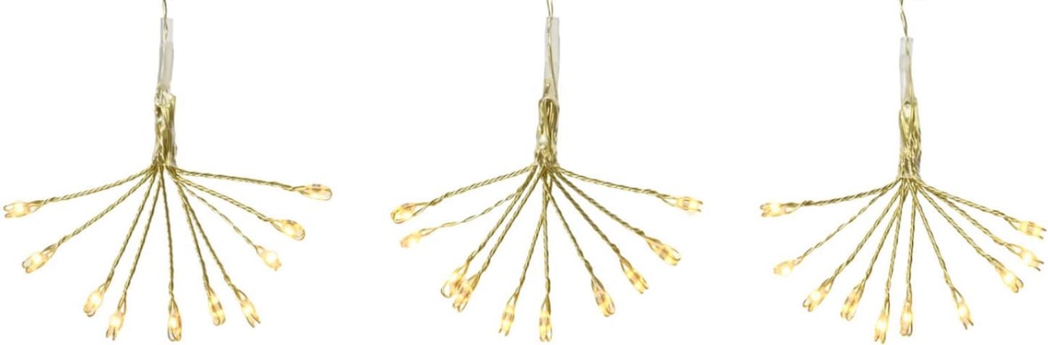 LED Deko Lichterkette Pusteblume 9 Feuerwerk Blüten 90LED L: 2m Timer gold