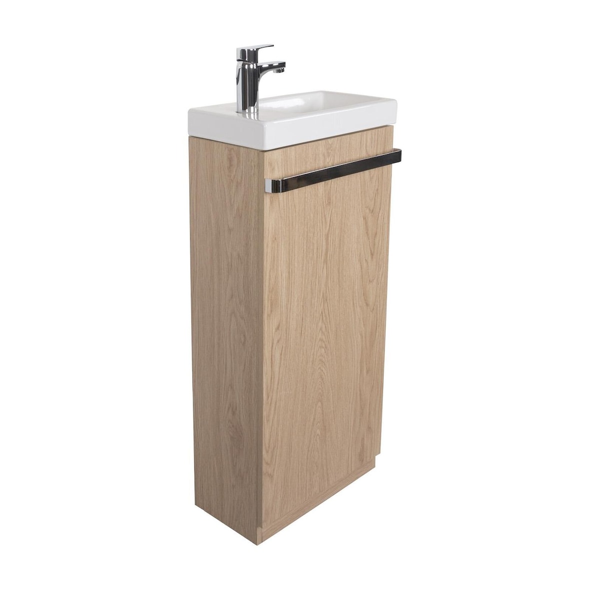 Meuble lave-mains sur pieds JOHANN décor chêne + vasque + robinet