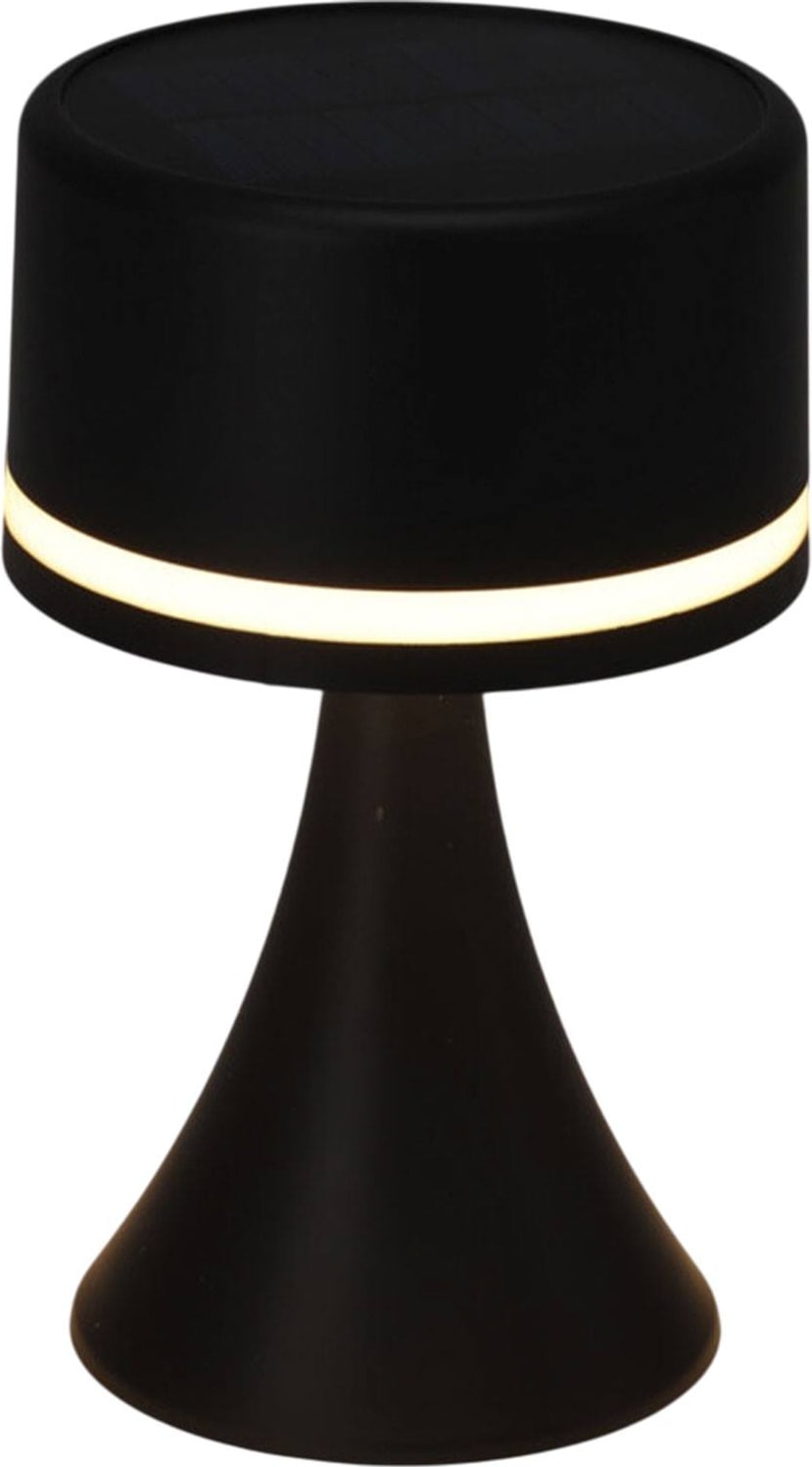 WellHome - Solar Tischlampe in Schwarz, wiederaufladbar mit Solarpanel und USB-Ladeanschluss Ø12,6x20,6cm