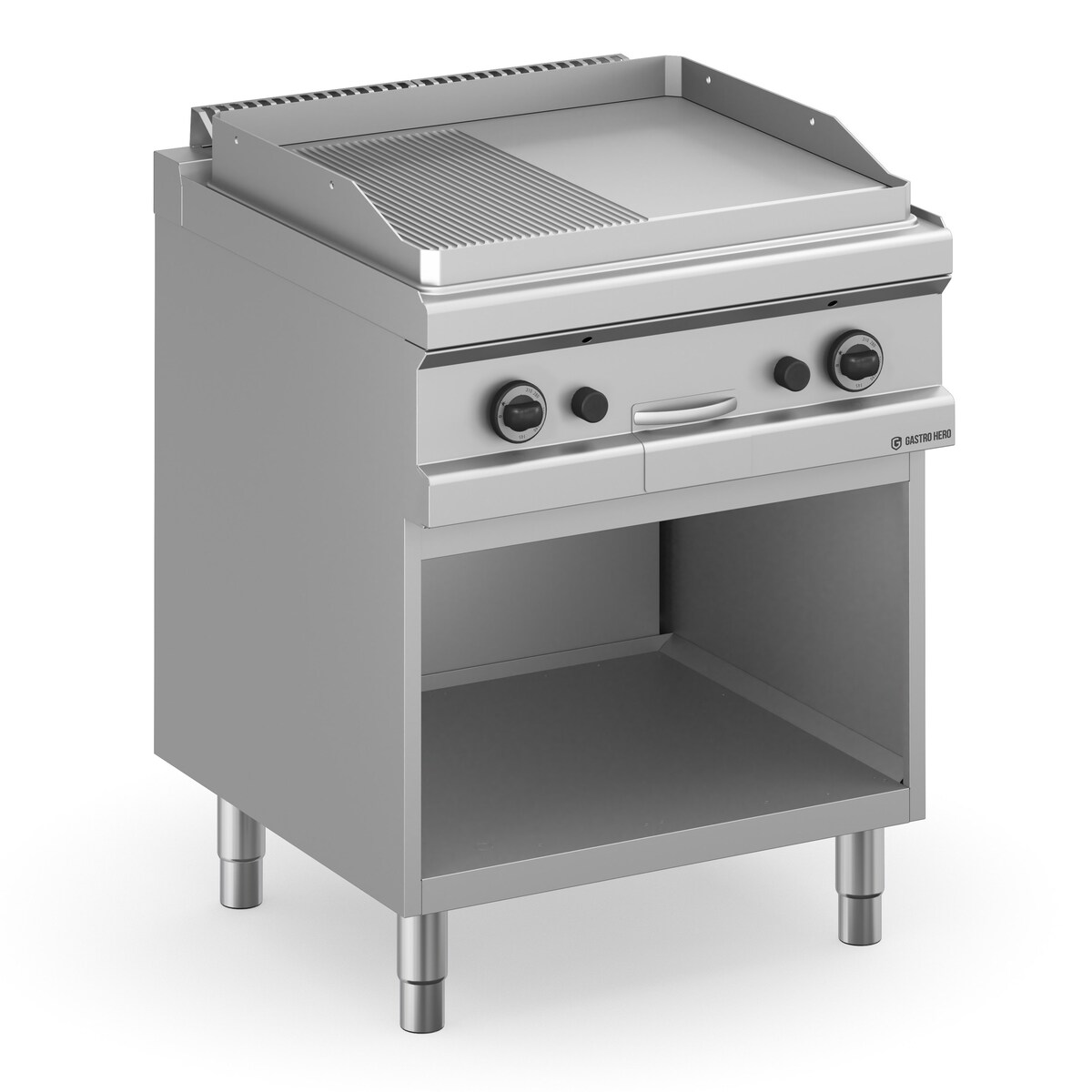 GastroHero Gasgrillplatte Serie 77 - 70/70 ½ glatt, ½ gerillt