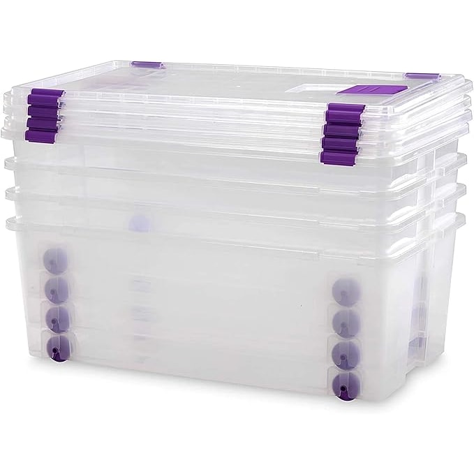Pack 4 cajas de Almacenaje Capacidad de 62 litros | Medidas 730 x 405 x 265 mm | Lote de 4 Unidades