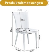 thumbnail of Esszimmerstühle 2er-Set aus PU-Leder und Metall, Weiß/Silber, mit ergonomischer Rückenlehne und verstellbaren Füßen