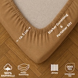 thumbnail of EXKLUSIV HEIMTEXTIL Marke Jersey Spannbettlaken 70 x 140 cm Sand 100% Baumwolle Öko - Tex Zertifiziert Bed-Sheet Bettlaken Spannbetttuch Topper Leinen