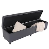 thumbnail of Bank Sitzbank mit Aufbewahrung Kriens XXL, Leder + Kunstleder, 180x45x45cm ~ grau