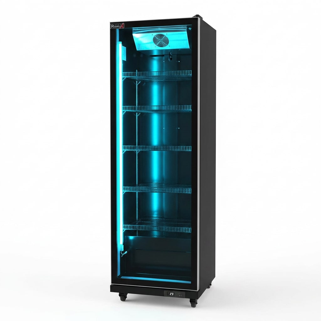 Romux® Gefrierschrank MD 500 Liter 1 Tür Schwarz mit Belüftet | Professioneller Gefrierschrank mit Glastür & LED