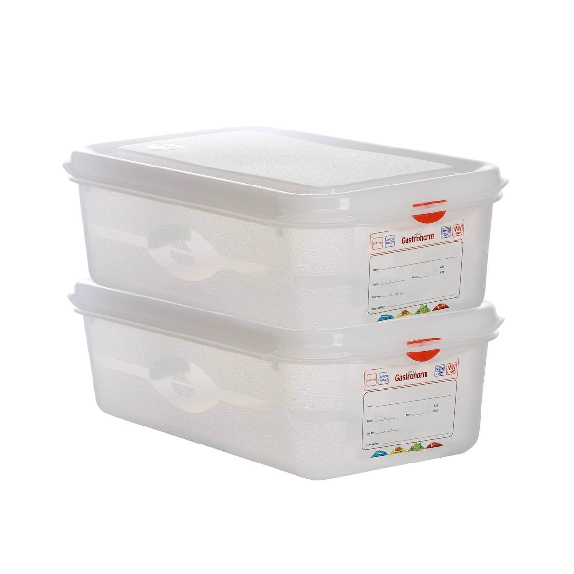 DENOX Contenedor hermético profesional, polipropileno, Gastronox 1/3, 4 L, 325 x 176 x H100, con tapa de doble cierre, 2 unidades