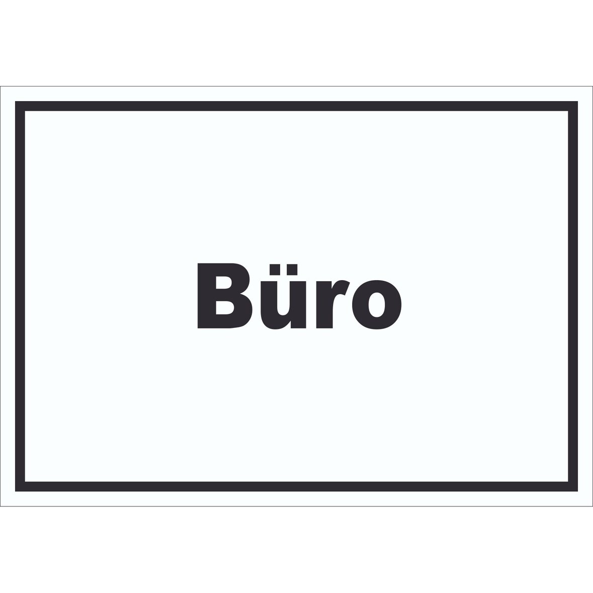 Büro Schild mit Text Office Bureau waagerecht A0 Rückseite selbstklebend