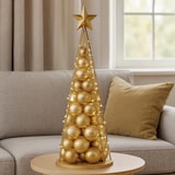 thumbnail of Deko-Baum HWC-O91, Weihnachtsbaum Schmuckbaum Weihnachtsdeko Christbaum zum Beschmücken, Metall 90cm ~ goldfarben