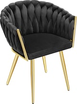 thumbnail of tectake Juego de sillas de comedor ASTANO de terciopelo con diseño anudado - Juego de 4 negro/oro