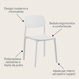thumbnail of Set 6 Sedie Ergonomiche Moderne Polipropilene Pranzo 44x51.5x80 cm