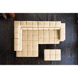 thumbnail of KAWOLA Sofa NELSON Ecksofa Leder beige mit motorischem Sitzvorzug und Hocker Recamiere links