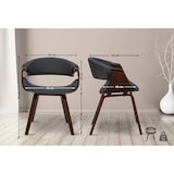 thumbnail of Décoshop26 - Set van 2 retro design eetkamerstoelen met walnootkleurig houten frame en grijze stoffen zitting 10_0001541