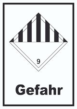 thumbnail of Schild verschiedene Gefahren Gefahr Stoffe Material miscellaneous hochkant A0 Rückseite selbstklebend
