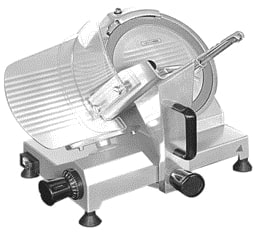 METRO PROFESSIONAL Cortadora GFS3022, Aluminio/Acero Inoxidable, 48.5 x 40.5 x 39 cm, 120 W, Cuchilla Ø 22 cm, Grosor de corte: 0–12 mm, plateado