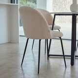 thumbnail of 2er-Set Stühle aus breitem Cord-Velours mit Metallbeinen, elegantes Design, für Esszimmer, Küche, Bar, Restaurants Sara - Butter/Grau