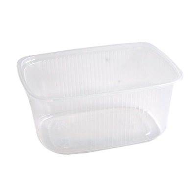 250 Feinkost Verpackungsbecher 250ml/250ccm  klar rechteckig PP recycelbar mit Deckel im Kombipack