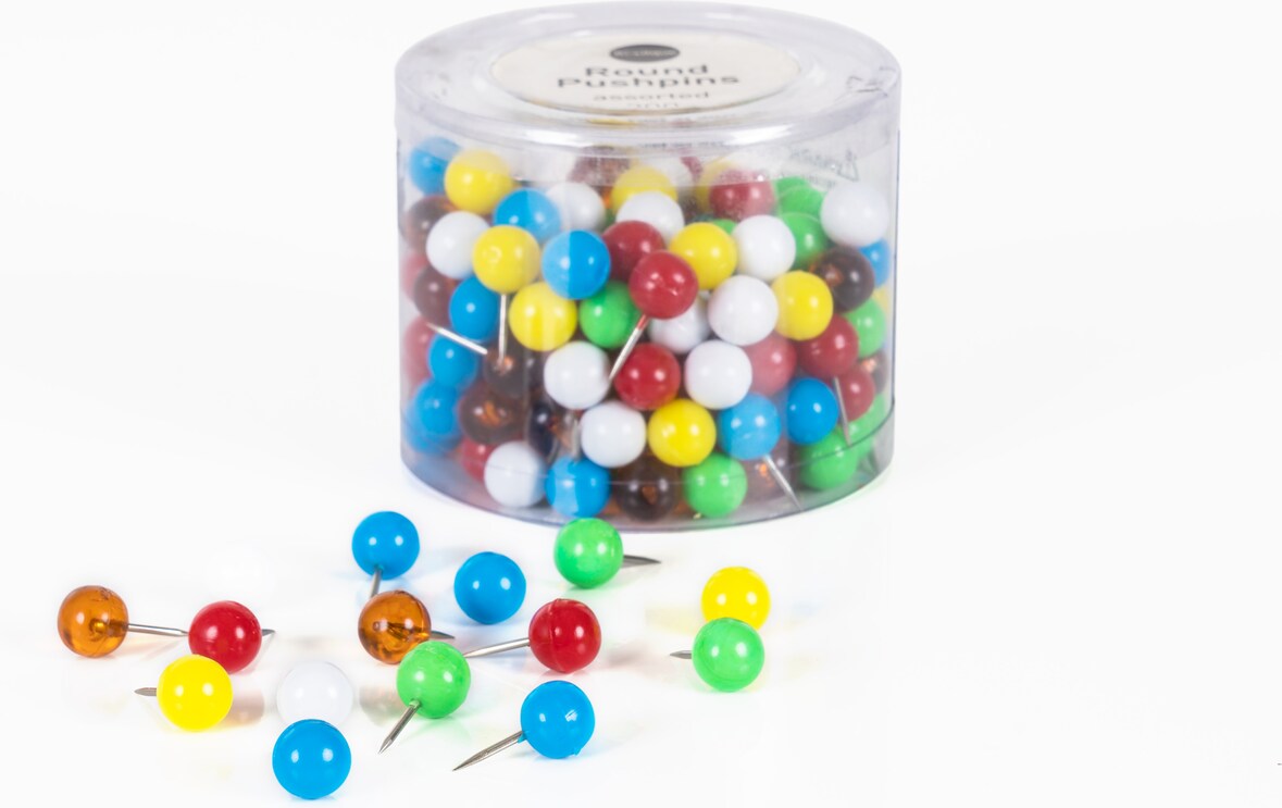 Pack de Pins redondos coloridos, 200 unidades BI-OFFICE | Makro