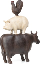 thumbnail of Moritz Deko-Figur Kuh Schwein und Hahn stehen aufeinander aus Polyresin Dekorations Idee Standdeko Tierwelt Statue Skulptur