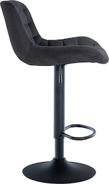 thumbnail of Décoshop26 - Barhocker x1 in schwarzem Samt mit dekorativen Quadratnähten schwarzem Metallgestell mit Fußstütze 10_0006205