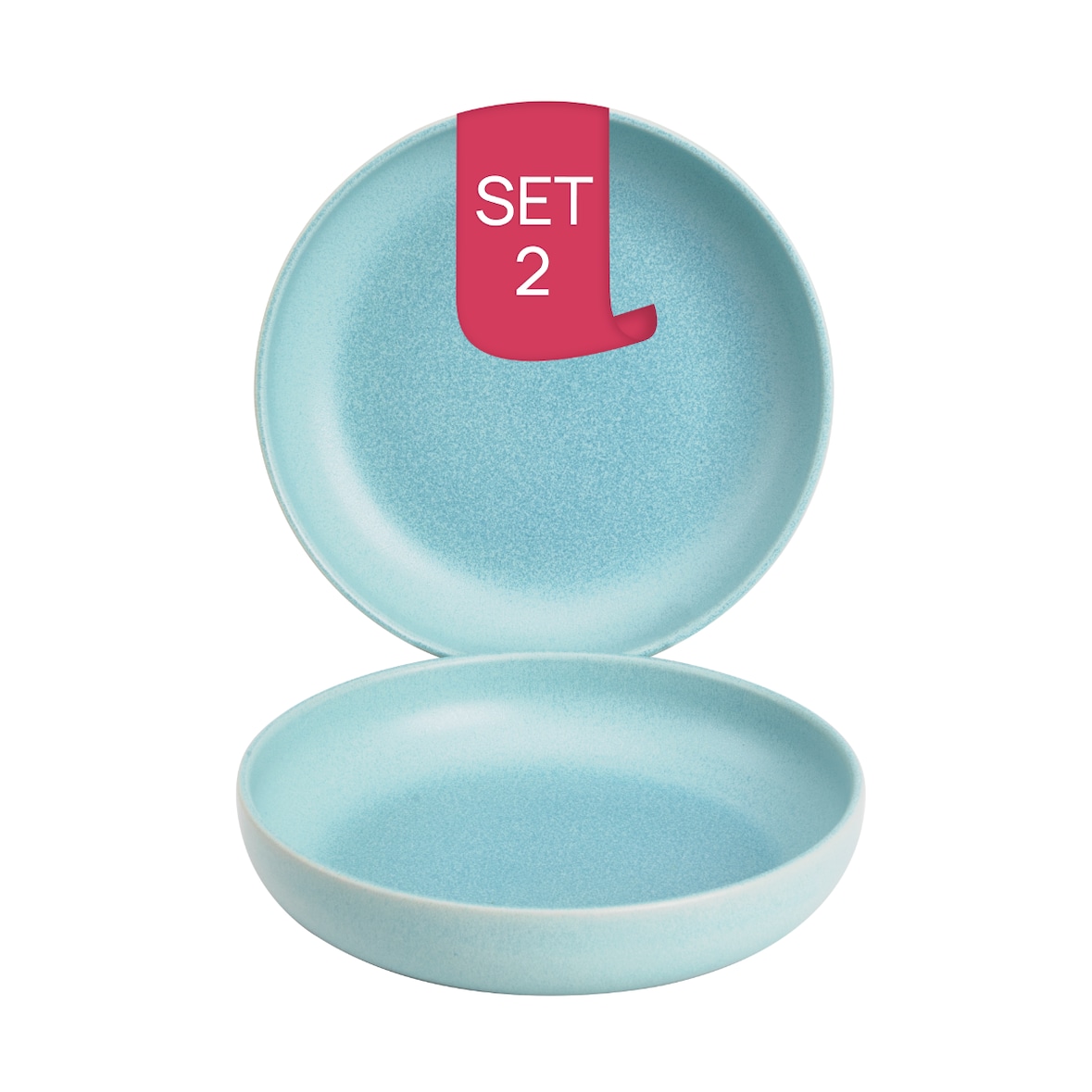 James Cooke Bliss tiefe Teller - 2er-Set, Steingut, Ø 22 cm, hellblau, Seidenglanz