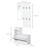thumbnail of HOMCOM Móvel Cabide de Entrada de 3 Peças Armário de Entrada com Cabide Espelho Sapateira e Gaveta 90x24x116cm Branco