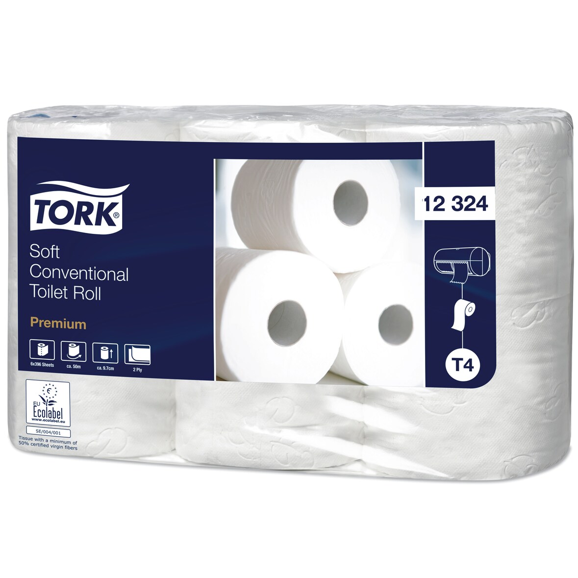 TORK | Papel Higiénico Convencional Suave Premium - 2 Capas (cod. 12324) - Saco 42 ud